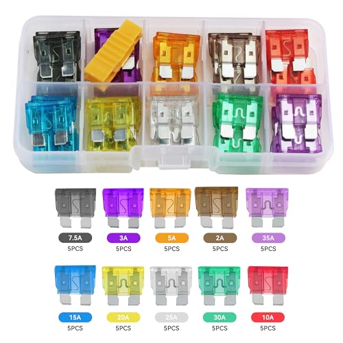 51 Piece Mini Blade Fuse Assortment Kit - size: 51PCS
