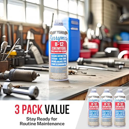 Berryman B-12 Chemtool 0116 (3 Pack) - Fuel Injector Cleaner, 15oz Towel | Carburetor & Fuel System Cleaner Additive for Cars