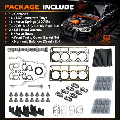 E1840P - Sloppy Mechanics Stage 2 Camshaft Kit Engine Rebuild Overhaul - Compatible with Chevy GMC LS Gen 3/4 4.8L 5.3L Vortec Engines 1999-2013 - Includes Cam Lifters & Trays Pushrods Gaskets