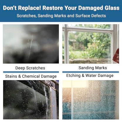 GLASS POLISH DIY Glass Scratch Removal Deluxe Kit 2" & 3" - Effective Glass Polishing with Drill or Polisher, Repairs Deep Scratches, Removes Surface Damage and Restores Original Clarity & Shine - size: 2 & 3 inch (12 Abrasives)