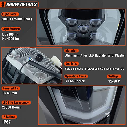 Dirt Bike Led Headlight Motorcycle 2020-2022 Enduro Headlight Kit for EXC EXCF SX SXF XC XCF XCW XCFW (Black-Dual 5) - color: Black-Dual 5