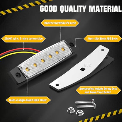 BJZ 3.8" Strobe+Steady Marker Strip Dual Function White Trailer LED Side Clearance Tail Bumper Griller Flash Lights 12V Running Warning Waterproof for Trailer Truck Van RV ATV Bus, 10Pcs - color: White, 10Pcs