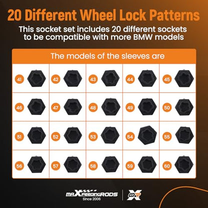 maXpeedingrods 22Pcs Wheel Locking Nut Key Kit Fit for BMW