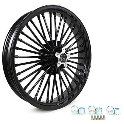 TOFR 21x3.5 16x5.5 Fat Spoke Wheels Black For Harley Dyna FXD FXDB 06-07 - color: 21x3.5 16x5.5 Black, size: Dyna 2006-2007