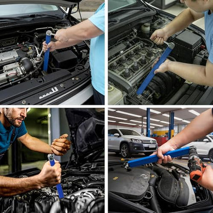 Offset Extension Wrench Impact Ready 3/8" for Tight Spaces, Wrench Extender Tool with 3/8", 1/4", 1/2" Square Drive Adapters and 1/4" Socket (BLUE) - color: Blue