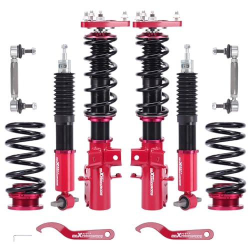 maXpeedingrods Coilovers for Ford Mustang S550 2015-2013, 24 Levels Damper Adjustable Coilovers Suspension Kit, Height Adjustable Shock Absorber Struts, Lowering Kit Red