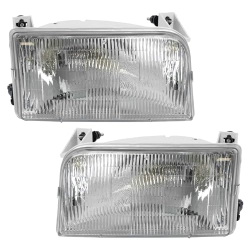 TRQ Driver and Passenger Side Headlight Assembly Set Chrome Housing - style: HLA95284