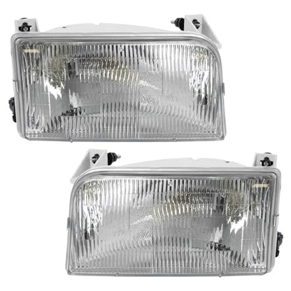 TRQ Driver and Passenger Side Headlight Assembly Set Chrome Housing - style: HLA95284