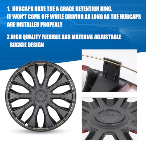 Winjet 16 inch Universal Hubcaps for Steel Wheel Rims Cover,Snap On Car Truck SUV Wheel Rim Covers,Steel ABS+PC Material Set of 4(16 inch,Black Lacquer & Red Lacquer) - color: Black Lacquer & Red Lacquer (5086-BRB-16), size: 16 inch