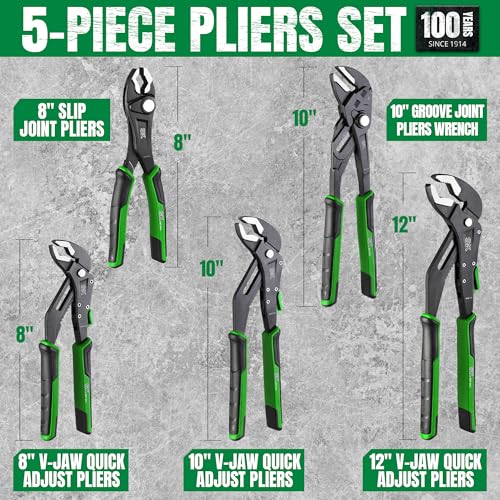 SK 5-Piece Pliers Set, Premium CR-V Steel, with EVA Foam Tool Organizer - size: 5-Piece Pliers Set