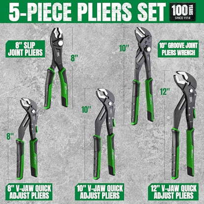SK 5-Piece Pliers Set, Premium CR-V Steel, with EVA Foam Tool Organizer - size: 5-Piece Pliers Set