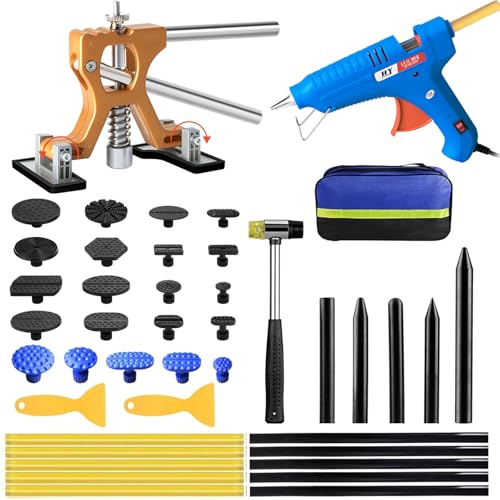 Car Dent Puller Kit, Painless Dent Removal Kit with Adjustable Dent Lifter, Hot Glue Gun, Dent Puller for Small Dents & Big Dents,Reusable Car Body Dent Repair Tool - size: 48PCS