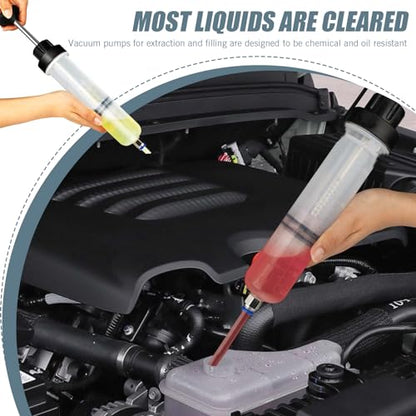 1 PC Car Manual Oil Extraction Pump, 200CC Power Steering Transmission Car Brake No Leak No Spill Oil Pump with Gasket Hose, Universal Car Vacuum Fuel Transfer Accessories (Transparent)