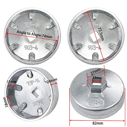 Oil Filter Cap Wrench,14-Flute, 74mm Max Inner Dia, Aluminum Alloy - size: Model 903-4