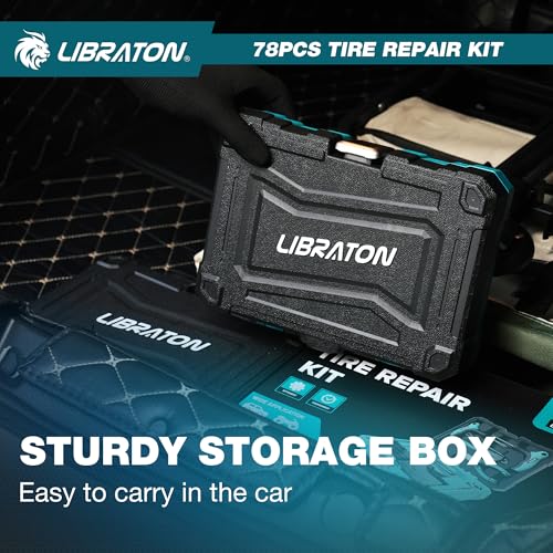 LIBRATON Tire Plug Kit, 78PCS Tire Repair Kit, Professional Tire Patch Kit