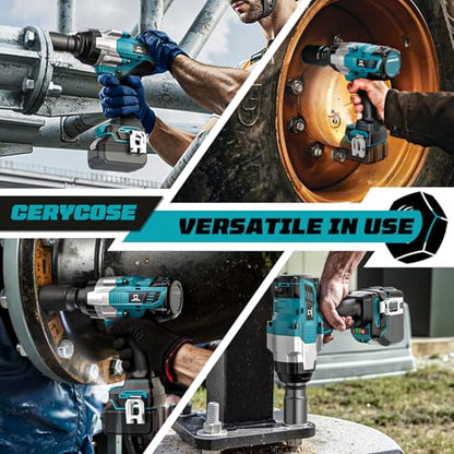 Cordless Impact Wrench 3/4 inch Compatible with Makita 18V Battery, Cerycose1850ft-lbs (2500N.m) Brushless Electric Impact Gun, High Torque Impact Driver, for Heavy-Duty Automotive & Industrial Tasks - size: 3/4inch, style: 3/4 inch compatible with Makita