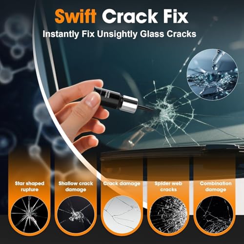 Windshield Chip Repair Kit, 2026 Car Windshield Repair Kit with Suction Cup Stand, DIY Auto Glass Repair Tools for Quick-Fix Bulls Eye Crack & Rock Chip, 2 Packs