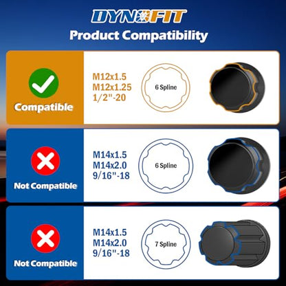 DYNOFIT 6 Point Spline Lug Nuts Key for Wrench with 1/2" Imperial Square Socket Drive,Tuner Socket Key Tool Compatible with 12x1.5 12x1.25 1/2"-20 Thread 6 Spline Lug Nuts,CR-V(Black,1 Pack) - color: Black, size: 6 Spline with 1/2" Socket Drive