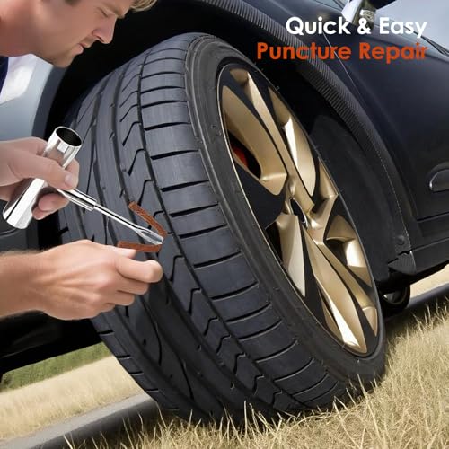 Tire Plugs, Vulcanizing Tire Patches Fix a Flat Tire, Standard Heavy Duty Tire Plug, Repair Tubeless Off-Road Tires for Car, RV, SUV, Truck, Motorcycle, Tractor, Mower, Wheelbarrow [Multi-Size: 40Pcs]