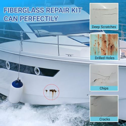 Tylove 5200 Marine Fiberglass Repair Kit, Marine Gel Coating Repair Kit, Epoxy Resin Filler, for Repairing Holes, Gaps, and deep Cracks, Suitable for Enamel, Fiberglass, Acrylic, and Ceramic - color: White