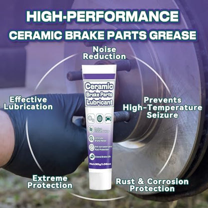 AstraVox Anti-Seize & Squeal Ceramic Brake Grease for Automotive with Brush
