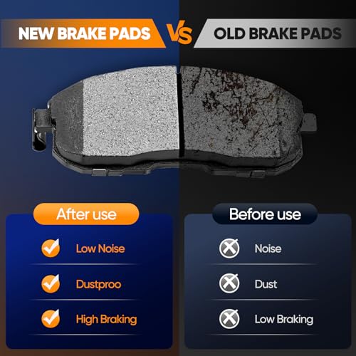 ECCPP Front Brake Pads Kits,4pcs Ceramic Pads Sets For Nissan For Sentra - size: Front D815-7318