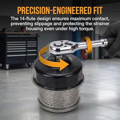 65mm Oil Filter Socket Wrench Pro-14-Flute 3/8" Drive