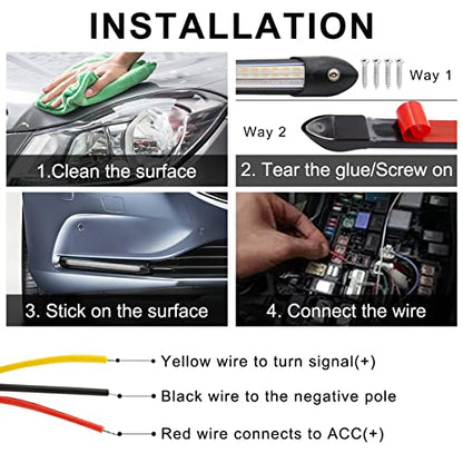 2Pcs Flexible Daytime Running Light Strip Headlight Sequential Turn Signal - size: 9.25 inches