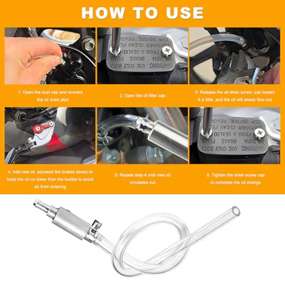 Sun Walker 2 PCS Brake Bleeder Hose, Hydraulic Brake Bleeder One Way Check Valve with Soft Tube & Clamp, Anti-Backflow Motorcycle Clutch Fluid Bleeding Hose Replacement Kit