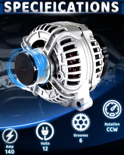 WorldCraft 12V 140A High Output Alternator for Volvo S60 V70 XC70 XC90 2.4L - size: 0-124-525-014