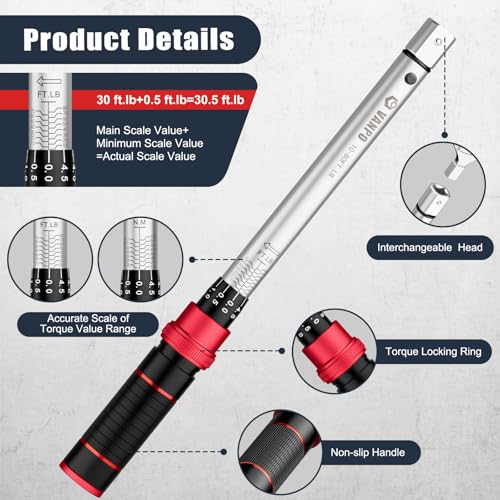 VANPO HVAC Torque Wrench 10–80 Ft-lb, 9×12mm, for Mini Split AC - size: 9×12mm (10-80 Ft-Lb)