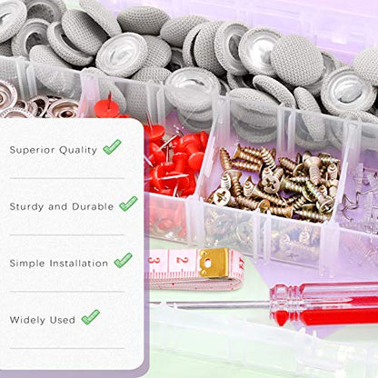 Swpeet 272-Piece Gray Car Roof Headliner Repair Kit with Rivets, Things and Installation Tool, Bed Skirt Pins and Retainer Design for Car Roof Flannel Fixed - color: Grey