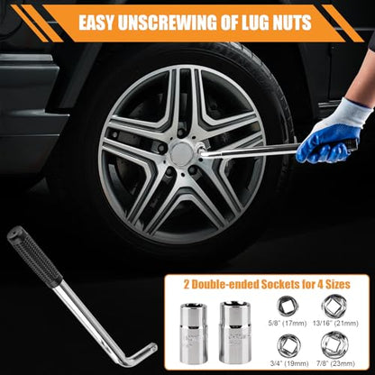 Beaiguna Portable Car Jack Kit, 2 Ton (4409 lbs) Scissor Jack for Car, Upgrade Emergency Spare Tire Changing Repair Kit, Scissor Jack Kit with Lug Wrench, Universal Vehicle Scissor Lift Jacks for SUV