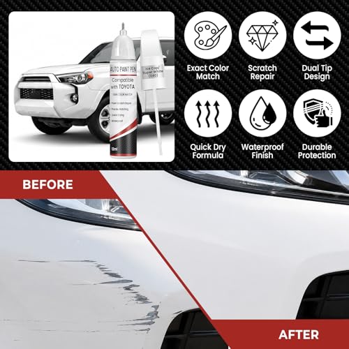 Ice Cap/Super White(040) Touch Up Paint for Toyota, 0.4 fl oz OEM Color Match Professional Grade Car Paint Scratch Remover for Avalon/RAV4/Camry/Corolla/Highlander/Prius/Sequoia/Sienna/Tacoma - color: Ice Cap/Super White
