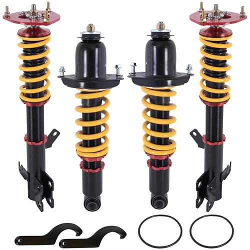 KUIPERAUTO Coilovers Lowering Struts Compatible for 2003-2008 Toyota Corolla E120 E130/ Matrix Front+Rear Shocks Adjustable Height Suspension Coil Spring Strut (Set of 4)(Yellow) - size: 2003-2008 Toyota Corolla