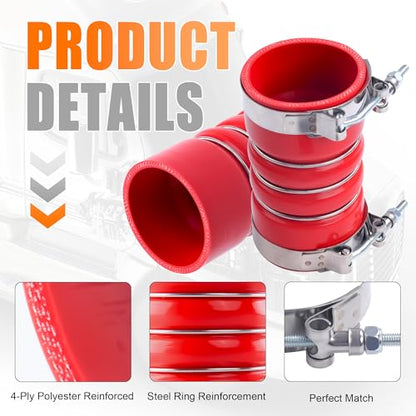 3" X 6" Silicone Charge Air Cooler Hump Hose with Clamps,4PCS Red - color: Red, size: 3" x 6"
