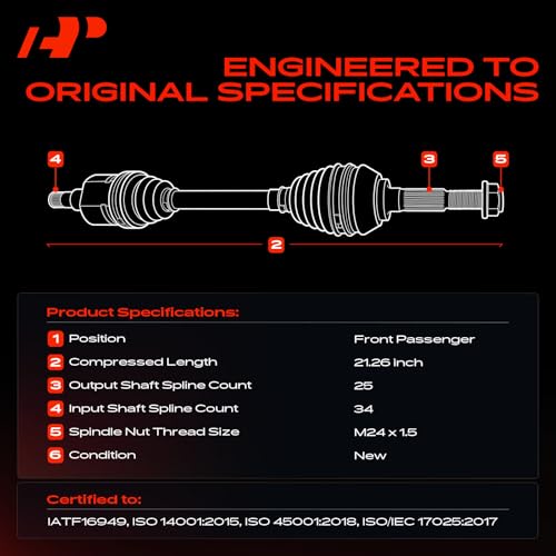 A-Premium Front Right Passenger Side CV Axle Shaft Assembly - style: Front Passenger Side