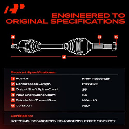 A-Premium Front Right Passenger Side CV Axle Shaft Assembly - style: Front Passenger Side