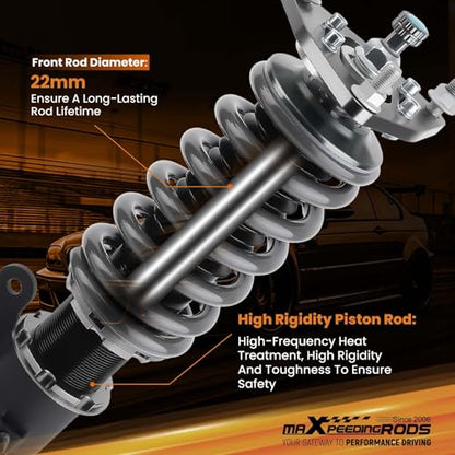 maXpeedingrods Coilover for Mitsubishi Lancer CX/CY 2008-2016, for Mitsubishi Outlander Sport (GA) 2011-2020,24 Levels Damper Adjustable Coilovers Suspension Kit, Height Adjustable Lowering Kit - size: Lancer 2008-2016