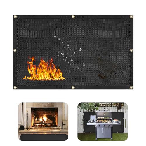 3' X 2' Grill Heat Shield for Deck Railing, Fireproof Heat Shield for Grill - color: Black, size: 3x2ft