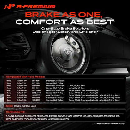 A-Premium 12.13 inch (308mm) Front Brake Rotors & Ceramic Pads Kit, 6-Pack - style: 1997-2003 4WD(Drilled & Slotted)