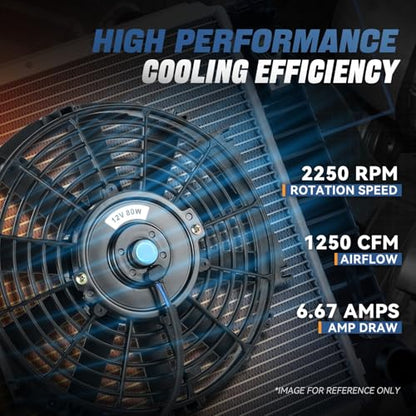 Auto Dynasty 10 inch Universal 12V Electric Radiator Cooling Fan Kit, Black - color: Black, size: 10 Inch Diameter