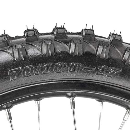 70/100-17 Wheel Tire and Rim With 15mm Bearing & Brake Disc Rotor & Hydraulic Disc Brake Caliper Master Cylinder & Rim Axle & Fork Shocker and Triple Clamp Handlebar Riser Set for Dirt Pit Trail