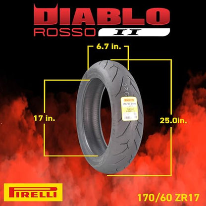Pirelli Diablo Rosso II Motorcycle Tire Set 120/70 ZR17 & 170/60 ZR17 - size: 120/70ZR17; 170/60ZR17