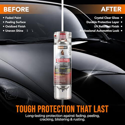 SAMURAI 2K Clearcoat Spray - Car - UV & Rust Resistant, Flat Clear 11.3 oz