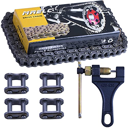428H Motorcycle Chain+ Chain Breaker,116-links Heavy Duty Drive Chain - size: 116
