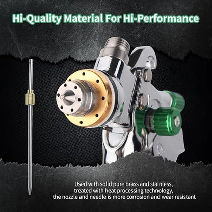 HVLP Spray Gun Kit, 4 Nozzles,10 Disposable Paint Cup System,Green - color: green