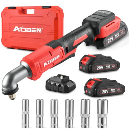 AOBEN Brushless 1/2" Right Angle Impact Wrench for Auto Repair,DIY - color: Burgundy Red