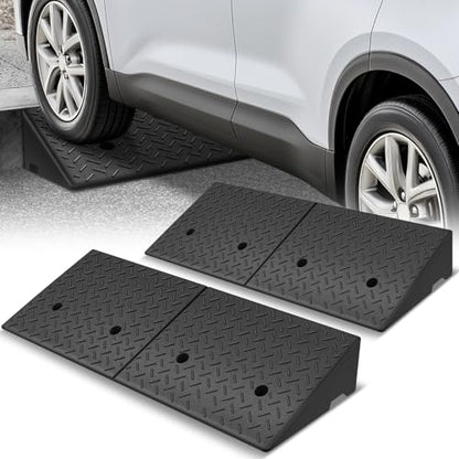 Auto Dynasty 5.9"H Rubber Curb Ramps for Driveway Sidewalk, HeavyDuty 2 Set - size: 5.9" Rise