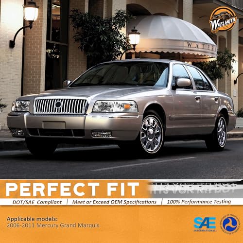 WEELMOTO Halogen Headlights for 2006-2011 Mercury Grand Marquis - color: Clear Lens I Chrome Housing I Amber Reflector, size: 2006-2011 Mercury Grand Marquis
